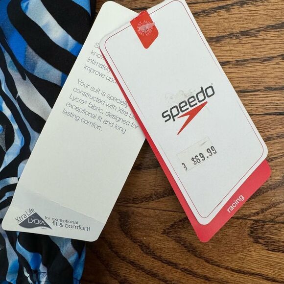 NWT New SPEEDO Endurance+ Flyback Racing Swimsuit Black Blue Sz 22 Girls 4 5 6 - Picture 3 of 4